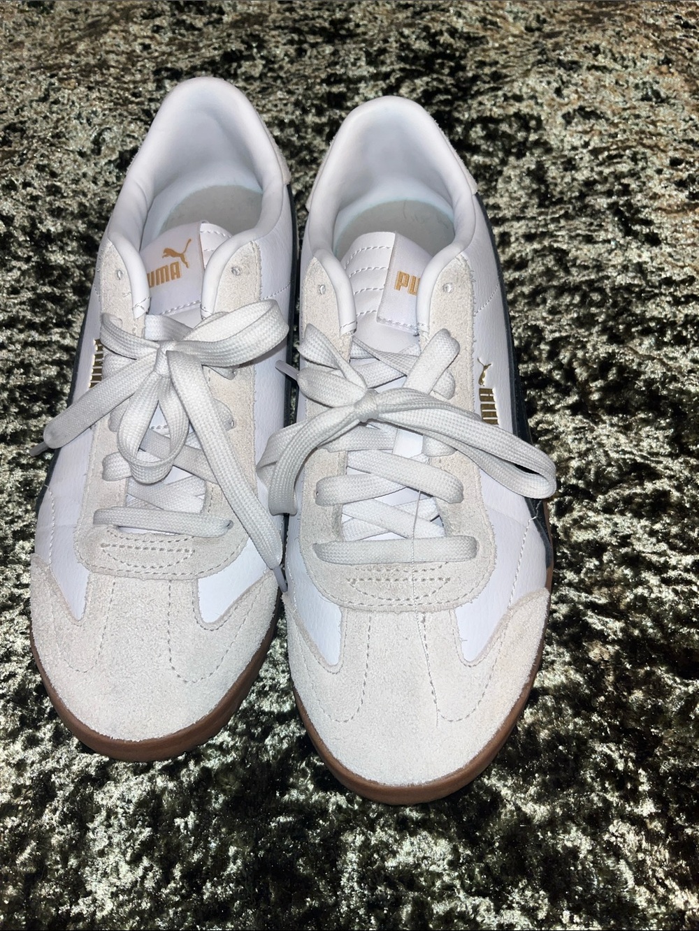 Puma Women's White & Gold Retro Suede Sneaker